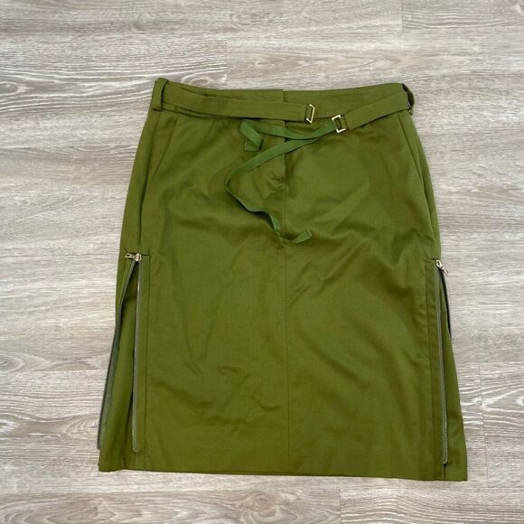 Boss Hugo Boss Army Green Pencil skirt side zip closure US 8 - Picture 1 of 10